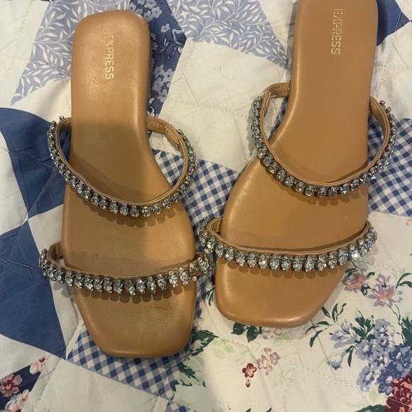 Express Shoes - Express Brown Sandals with Sparkling Accents
